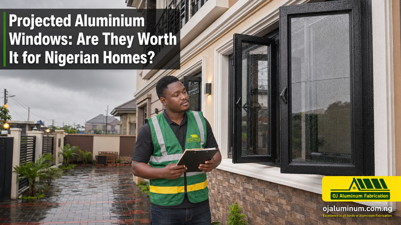 Projected aluminum windows installed on a modern home in Benin City Nigeria