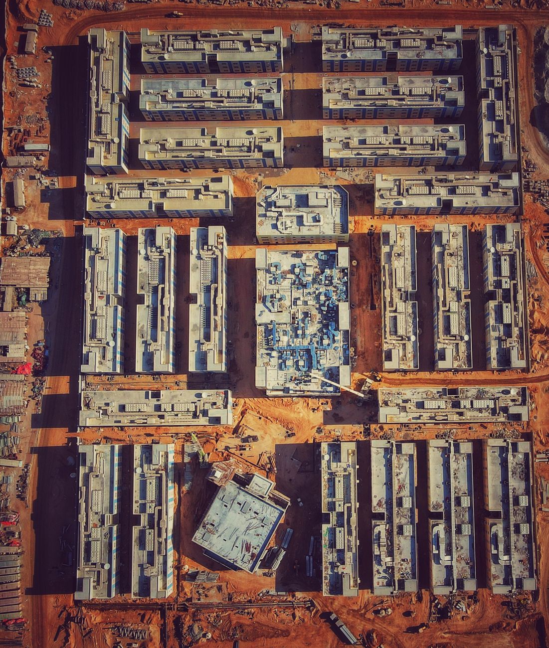 Estate Layout - drone shot of block of flats