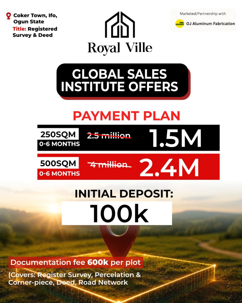 Royalville Land for Sale in Coker Town, Ifo, Ogun State